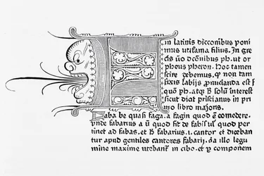 Facsimile of a page from Catholicon, printed by Johannes Gutenberg, Mainz, 1460