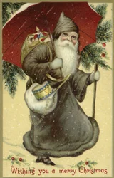 Father Christmas in a Fur Coat, Carrying Presents