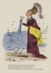 Figure of a Woman Walking Along the Seafront with a Small Dog