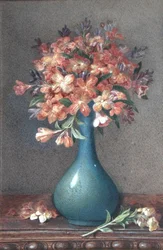Flowers in a Blue Vase