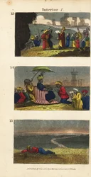Frederick Horneman Reading the Koran to the Berbers of Siwa Oasis, a Caravan Greeting the Sultan of Fezzan, and a Traveller Left Behind in the Desert