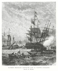 French Warships Attacked by a British Fleet
