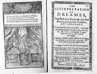 Frontispiece and Title Page to The Interpretation of Dreams by Artemidorus, English Edition Published in 1644