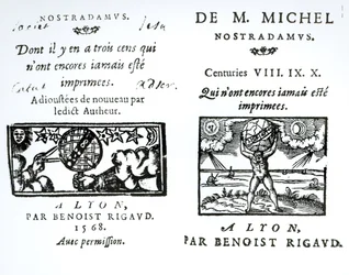 Frontispiece to The Prophecies of M. Michel Nostradamus, published by Benoist Rigaud, 1568