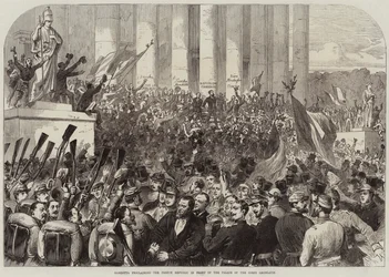 Gambetta proclaiming the French Republic in front of the Palace of the Corps Legislatif