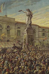 Garibaldi unveiling the Mentana Memorial at Milan