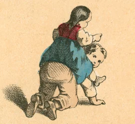 Girl riding a boy