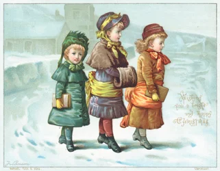 Girls Walking in the Snow
