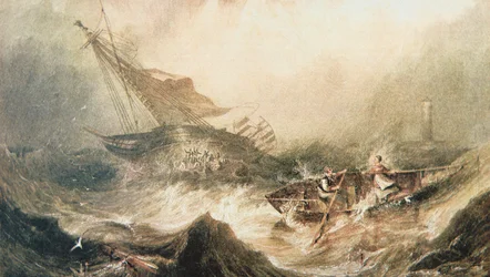 Grace Darling and her father row to the rescue of the Forfarshire wrecked off the Northumberland coast, 7th September 1838