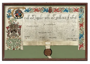 Grant of arms to Charles Hewitt, 1597