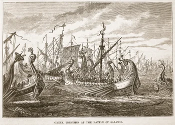 Greek Triremes at the Battle of Salamis