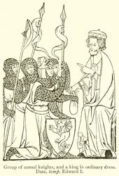 Group of Armed Knights, and a King in Ordinary Dress. Date, Temp Edward I
