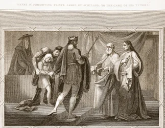 Henry IV Committing Prince James of Scotland to the Care of His Tutors, Illustration from David Hume
