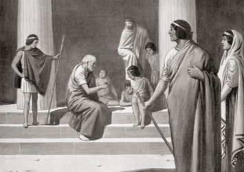 Heraclitus playing at dice with boys, from Hutchinson