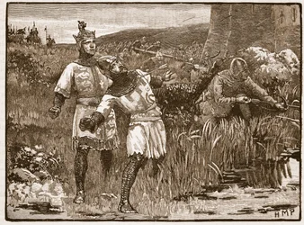 Heroism of St. Clair at the Siege of Bridgnorth Castle (Illustration from Cassell