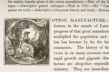Historiated Initial C, from a book on British Cotton Manufacturing