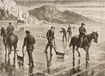 Ice-Harvest on the Hudson River, New York State, c.1870, from 