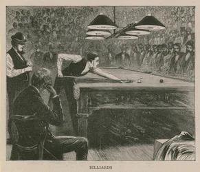 Illustration Depicting Men Playing Billiards