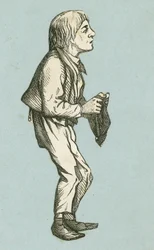 Impoverished Boy Holding Hat