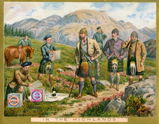 In the Highlands, a promotional card for Huntley & Palmers Biscuits, c.1890