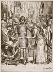 Initiation into the order of Knighthood (Illustration from Cassell
