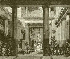 Interior Court of a Greek House with a Statue of the Goddess Hestia
