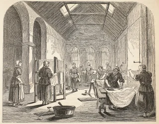 Ironing-room at the Brixton Prison, illustration from The Criminal Prisons of London and Scenes from Prison Life by Henry Mayhew and John Binny, pub. 1862