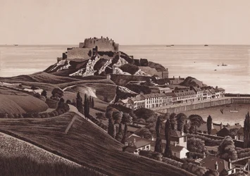 Mount Orgueil Castle and Gorey Harbour, Jersey, Channel Islands