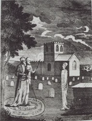 John Dee and Edward Kelly summoning the Dead, from a History of Magic, published late 19th century