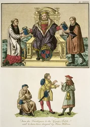 King Henry VIII from the Frontispiece to the Great Bible, Illustration from The Complete View of the Dress and Habits of the People of England Volume II, published 1799
