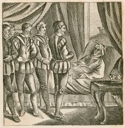 King Henry V delivering his last will to the Duke of Bedford