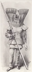 Kingsmill Islander in full armour, from The History of Mankind, Vol.1, by Prof. Friedrich Ratzel, 1896