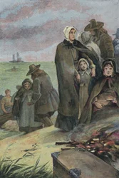 Landing of the Pilgrim Fathers in America after their voyage on board the Mayflower, 1620