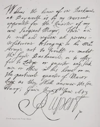 Letter from Prince Rupert, June 1643