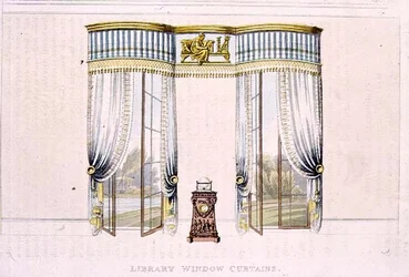Library Window Curtains, Plate 106 from Ackermann