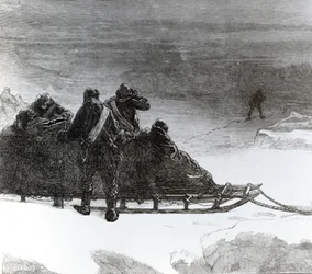 Lieutenant Parr setting off to bring help to the northern sledge party, published in 