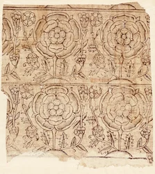 Lining paper with a Tudor Rose pattern, c.1550
