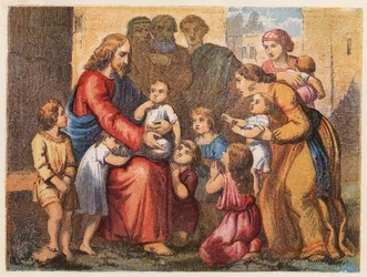 Little children brought to Jesus