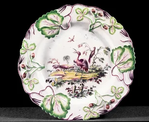 Longton Hall Plate, Moulded with Strawberries, 1749-60
