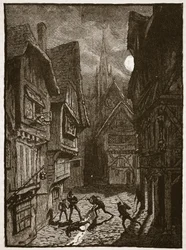 Lord Grey and His Followers Attacking the Earl of Southampton, Illustration from Cassell