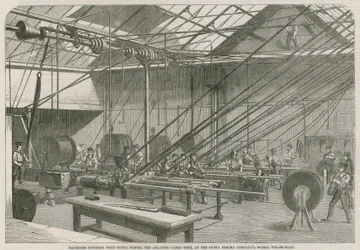 Machines Covering with Gutta Percha the Atlantic Cable Wire