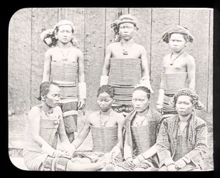 Magic Lantern Slide Showing Women of the Sea Dyas Tribe, Borneo c.1900