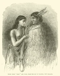 Maori Chief Heki and Wife, from the Bay of Islands, New Zealand