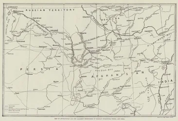 Map of Afghanistan and the Adjacent Territories of Russian Turkestan, Persia, and India