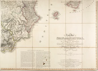 Map of Spain said to have been used by the Duke of Wellington