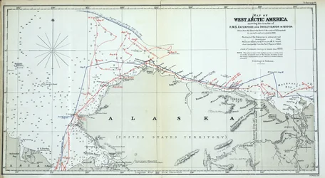 Map of West Arctic America showing the tracks of HMS Enterprise and Investigator in 1850-1854