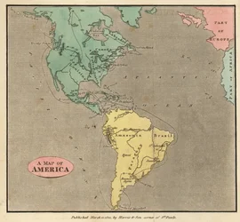 Map of the Americas, circa 1821