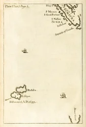 Map showing location of Lilliput from first edition of Gulliver