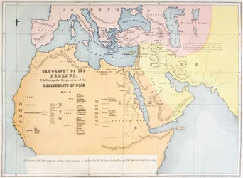 Map showing the geography of the Hebrews and exhibiting the dispersion of the descendants of Noah