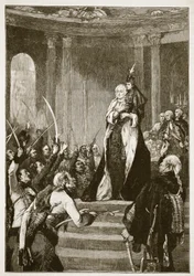 Maria Theresa and the Hungarian Parliament, illustration from Cassell